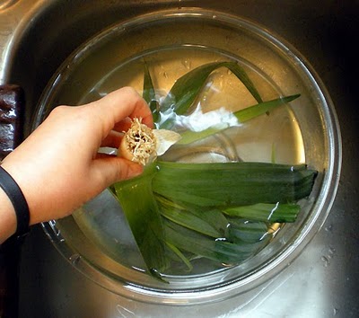 Cleaning of leek slices 